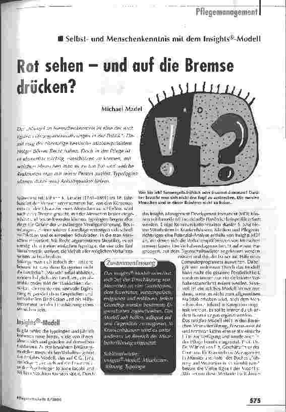 Vorschauseite 1: Rot sehen - und auf die Bremse drücken? Selbstund Menschenkenntnis mit dem Insights®-Modell