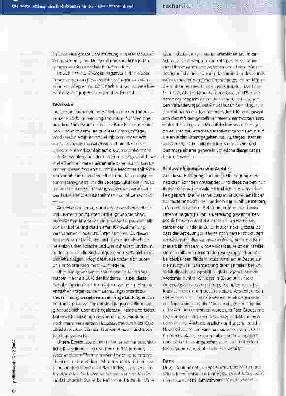 Vorschauseite 3: Die letzte Lebensphase krebskranker Kinder - eine Elternumfrage