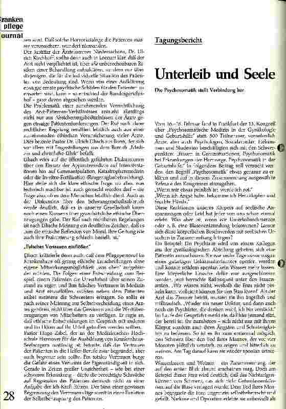 Vorschauseite 1: Unterleib und Seele die Psychosomatik stellt Verbindung her