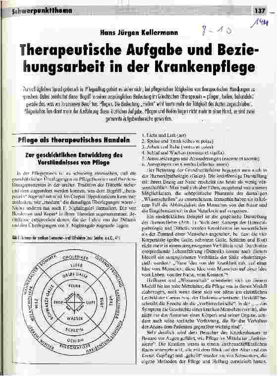 Vorschauseite 1: Therapeutische Aufgabe und Beziehungsarbeit in der Krankenpflege