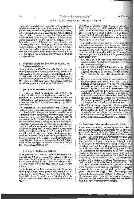 Vorschauseite 2: Auswirkungen des § 90 Abs. 2 a SGBIX auf das Widerspruchsverfahren im Rahmen des besonderen Kündigungsschutzes schwerbehinderter Menschen beim Integrationsamt