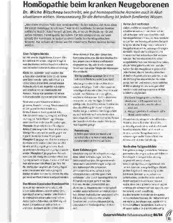 Vorschauseite 1: Homöopathie beim kranken Neugeborenen