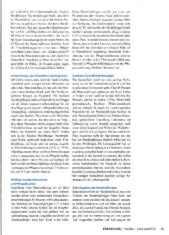 Vorschauseite 2: 100 Jahre leben Herausforderungen und Stärken des hohen Alters