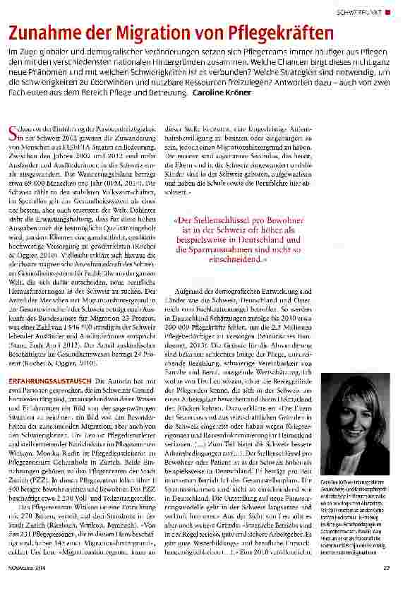 Vorschauseite 1: Zunahme der Migration von Pflegekräften