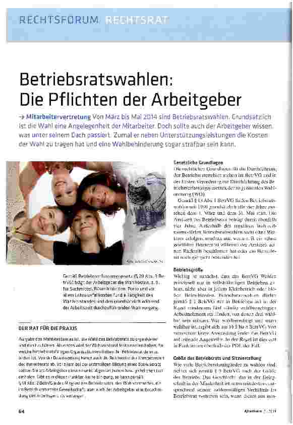 Vorschauseite 1: Betriebsratswahlen: Die Pflichten der Arbeitgeber