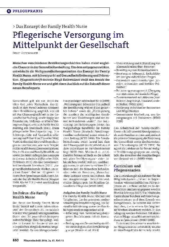 Vorschauseite 1: Pflegerische Versorgung im Mittelpunkt der Gesellschaft