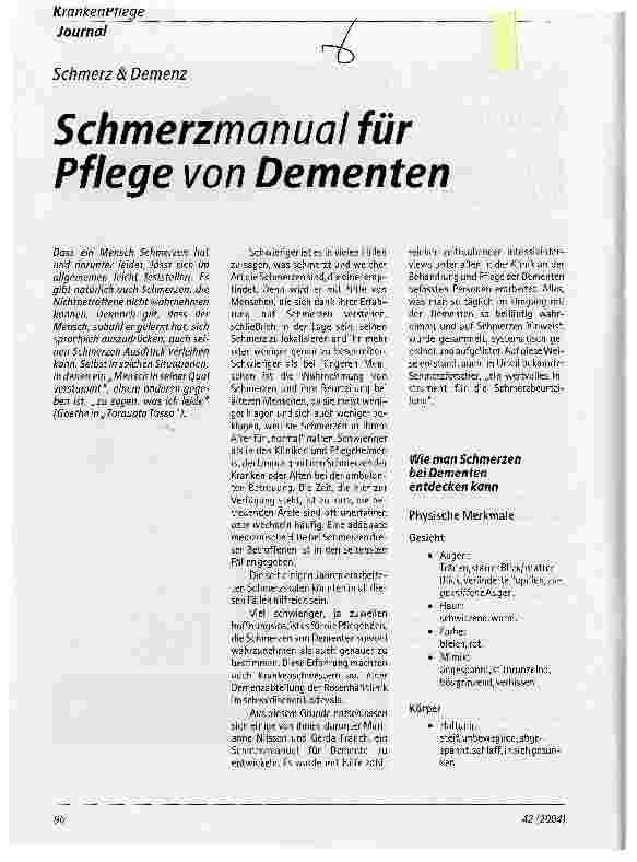 Vorschauseite 1: Schmerzmanual für Pflege von Dementen