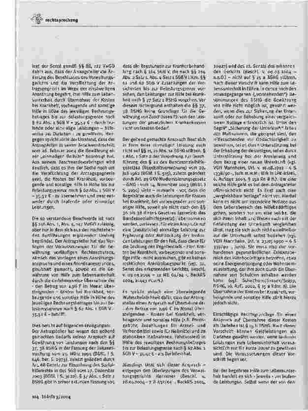 Vorschauseite 2: Sozialhilfeträger muss monatlich Krankheitskosten übernehmen