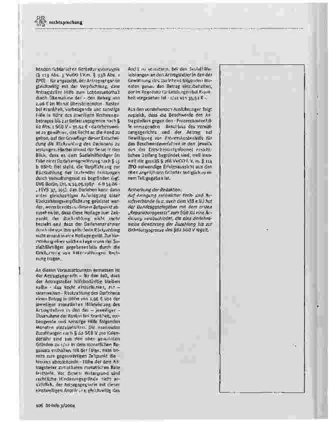 Vorschauseite 4: Sozialhilfeträger muss monatlich Krankheitskosten übernehmen