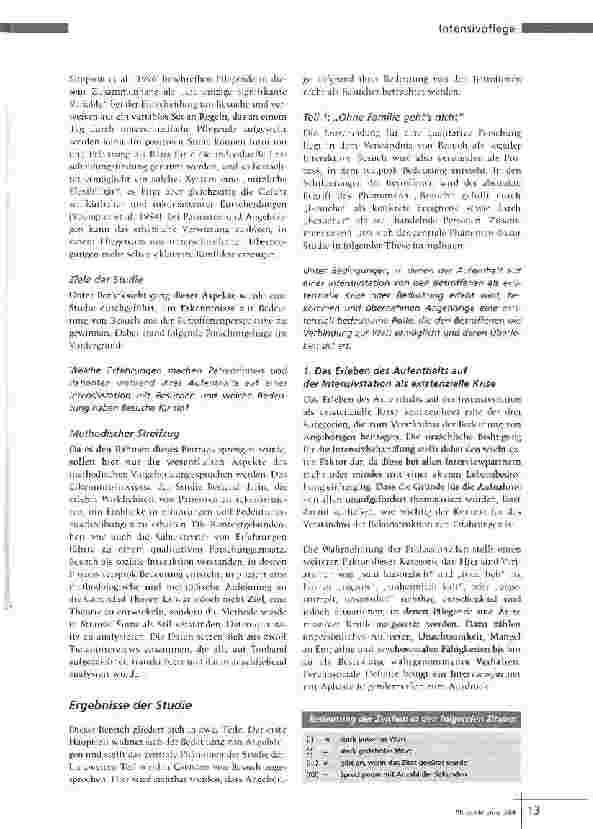 Vorschauseite 2: Ohne Familie gehts nichtDie Bedeutung von Angehörigen für Patientinnen und Patienten auf Intensivstationen