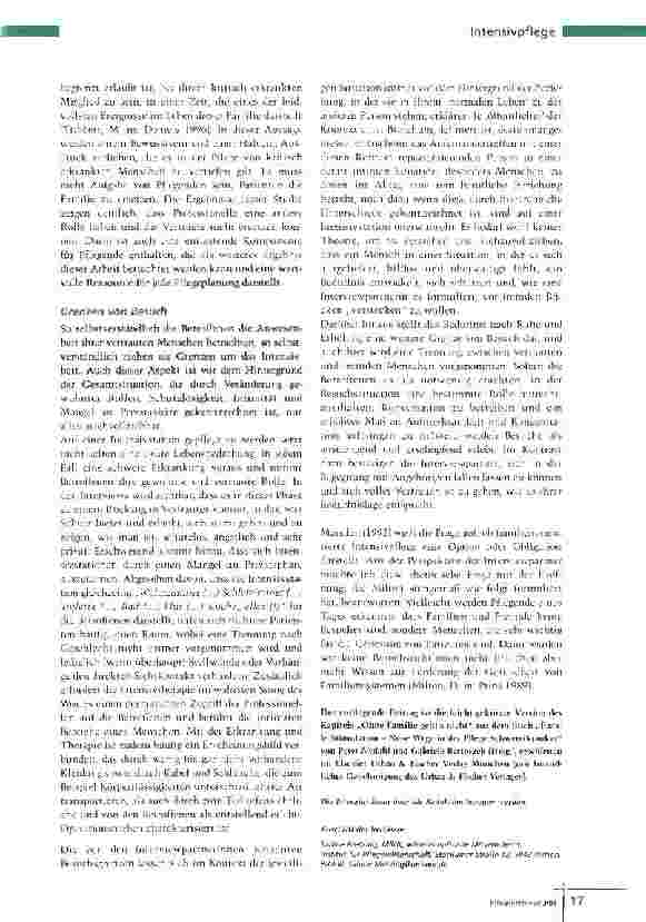 Vorschauseite 6: Ohne Familie gehts nichtDie Bedeutung von Angehörigen für Patientinnen und Patienten auf Intensivstationen