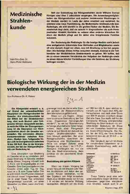Vorschauseite 1: Biologische Wirkung der in der Medizin verwendeten energiereichen Strahlen