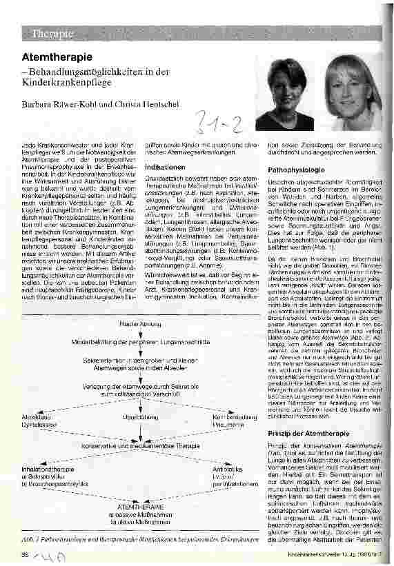 Vorschauseite 1: Atemtherapie Behandlungsmöglichkeiten in der Kinderkrankenpflege