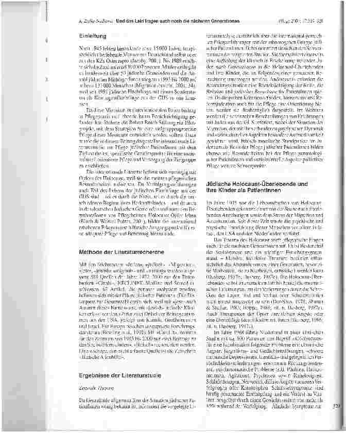 Vorschauseite 2: Und das Leid tragen auch noch die nächsten Generationen -Eine internationale Literaturstudie zur Pflege jüdischer Patientinnen