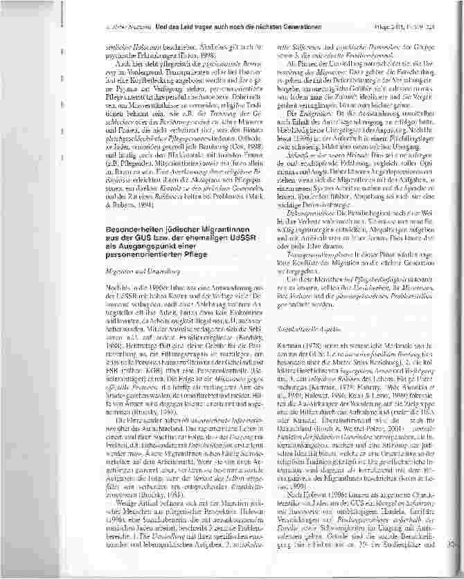 Vorschauseite 6: Und das Leid tragen auch noch die nächsten Generationen -Eine internationale Literaturstudie zur Pflege jüdischer Patientinnen