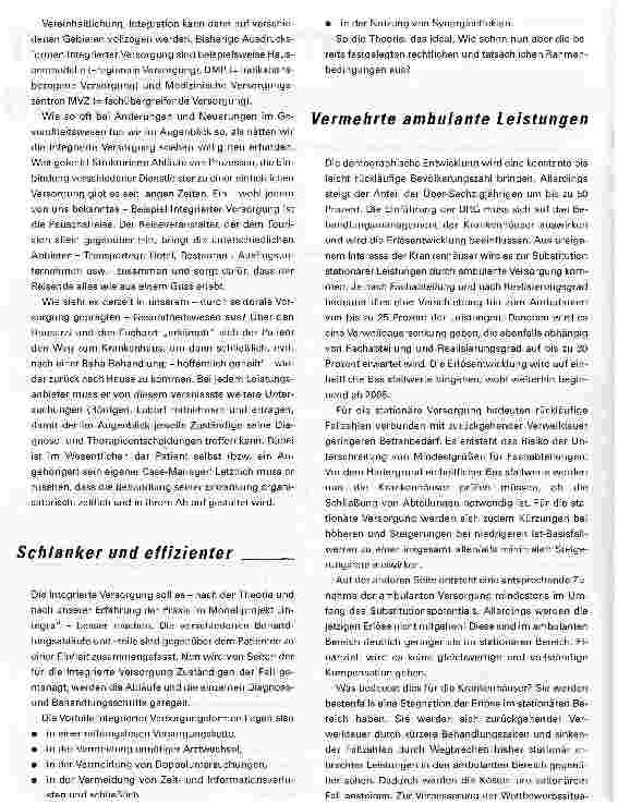 Vorschauseite 2: Vom Gesetz zur Praxis. Wie sich katholische Krankenhäuser in die Integrierte Versorgung einbringen können