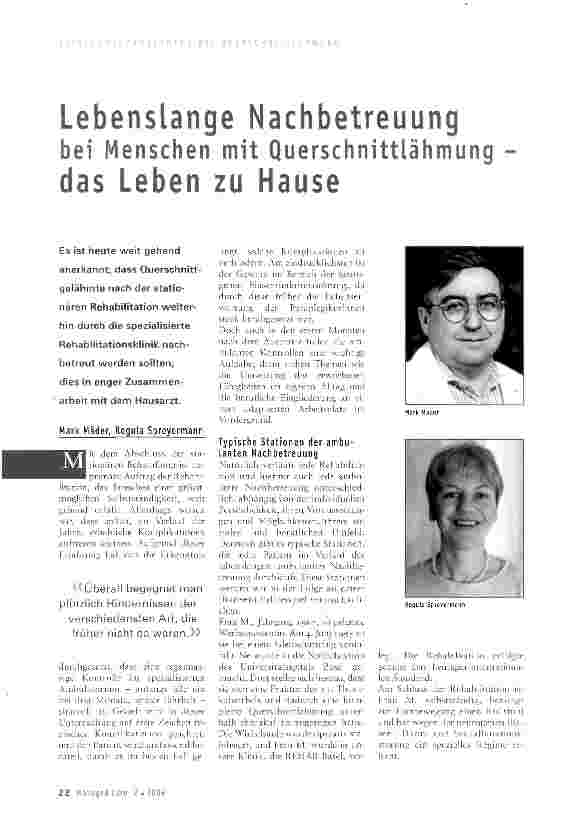 Vorschauseite 1: Lebenslange Nachbetreuung bei Menschen mit Querschnittlähmung - das Leben zu Hause