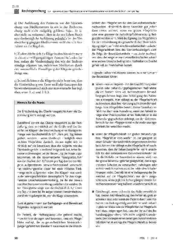 Vorschauseite 4: Zur Frage eines groben Pflegefehlers bei einer Flüssigkeitszufuhr von durchschnittlich 0,7 Litern pro Tag BGB § 280, § 823 Abs. 1, § 630h, § 831; ZPO § 97 Abs. 1, § 540, § 543 Abs…