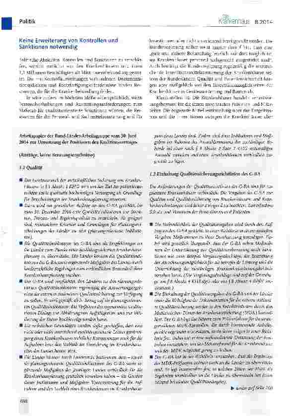 Vorschauseite 2: Qualität, Krankenhausplan und Sanktionen