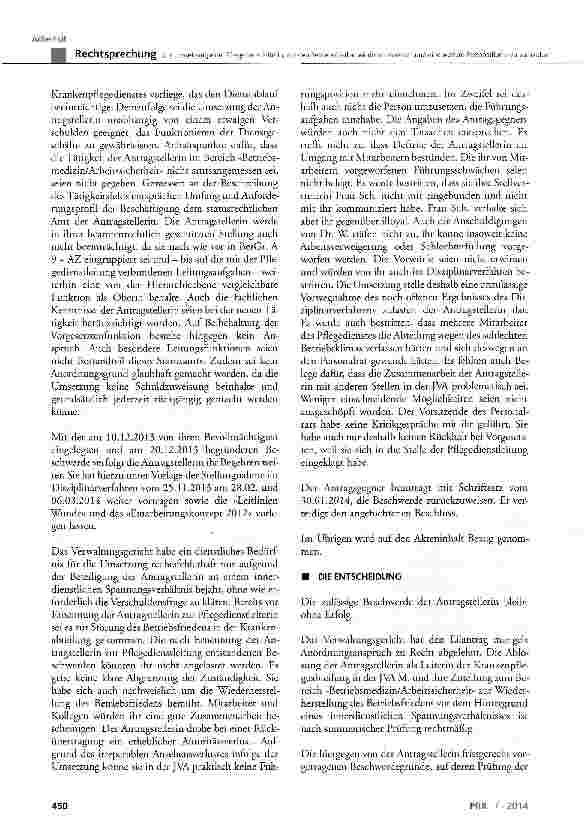 Vorschauseite 4: Zur Umsetzung einer Pflegedienstleiterin, um den Betriebsfrieden wiederherzustellen und eine weitere Personalflucht zu verhindern BeamtStG 35 Satz 2; VwGO § 123