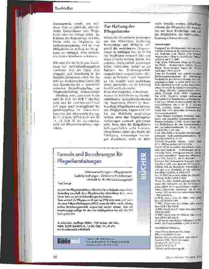 Vorschauseite 4: Pflege im Zeitalter der DRGsRechtliche Rahmenbedingungen und Haftungsproblematiken (1)