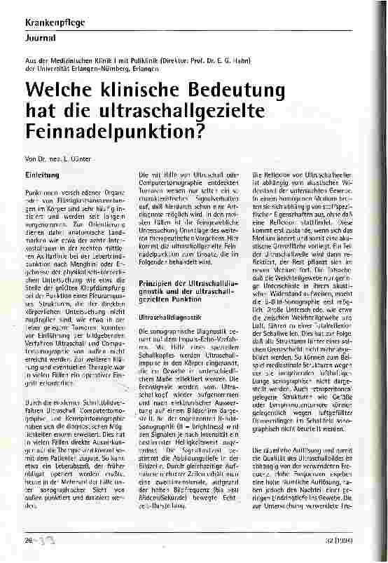 Vorschauseite 1: Welche klinische Bedeutung hat die ultraschallgezielte Feinnadelpunktion?