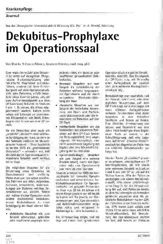 Vorschauseite 1: Dekubitus-Prophylaxe im Operationssaal