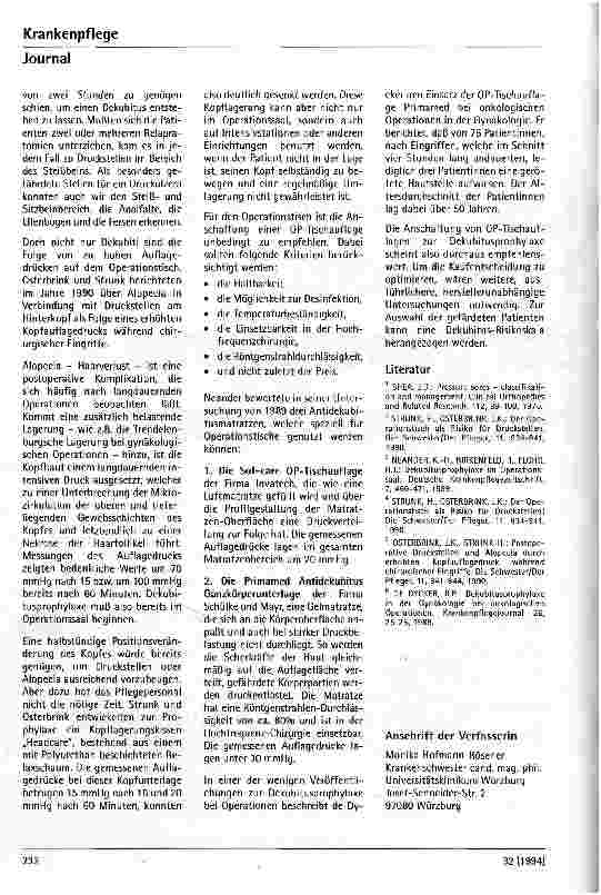 Vorschauseite 2: Dekubitus-Prophylaxe im Operationssaal