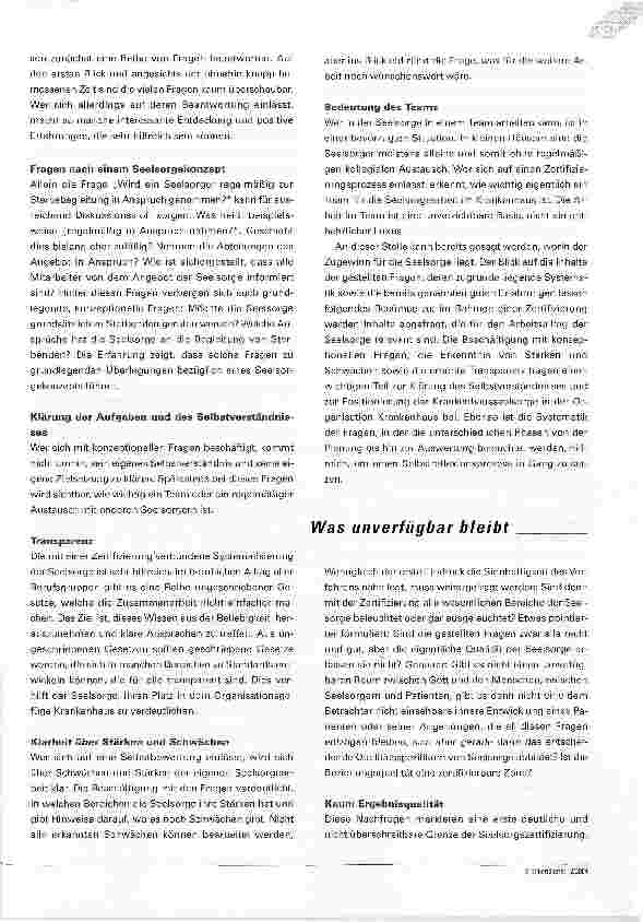 Vorschauseite 5: Seelsorge mit Brief und SiegelKann man Krankenhausseelsorge zertifizieren?