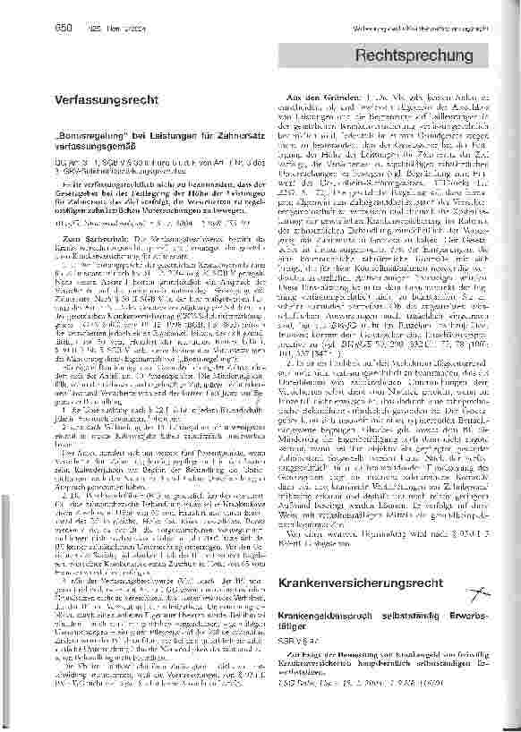 Vorschauseite 1: Krankenversicherungsrecht. Krankengeldanspruch selbstständig Erwerbstätiger
