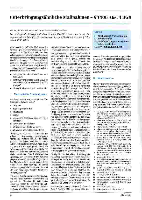 Vorschauseite 1: Unterbringungsähnliche Maßnahmen - § 1906 Abs. 4 BGB