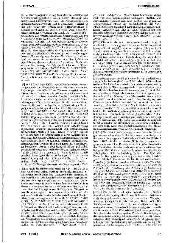 Vorschauseite 3: Ordentliche Kündigung wegen außerdienstlich begangener Straftat - zumutbare Weiterbe-schäftigungsmöglichkeit