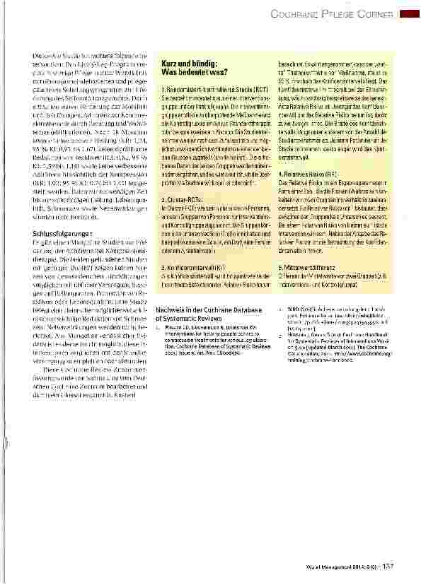Vorschauseite 2: Cochrane Pflege Corner: Unterstützung der Adhärenz zum Tragen der Kompression bei Ulcus cruris venosum