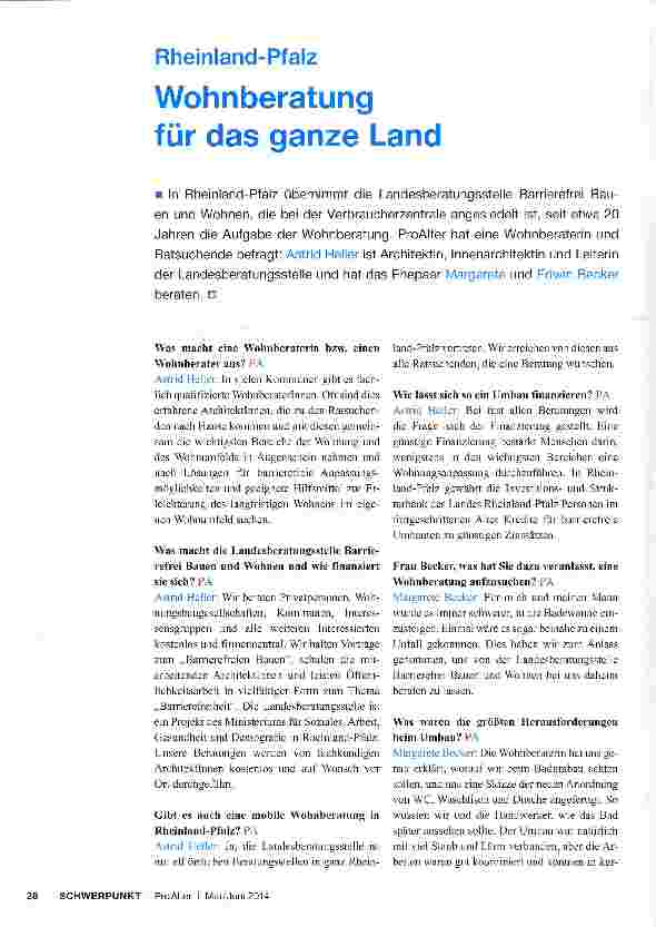 Vorschauseite 1: Wohnberatung für das ganze Land
