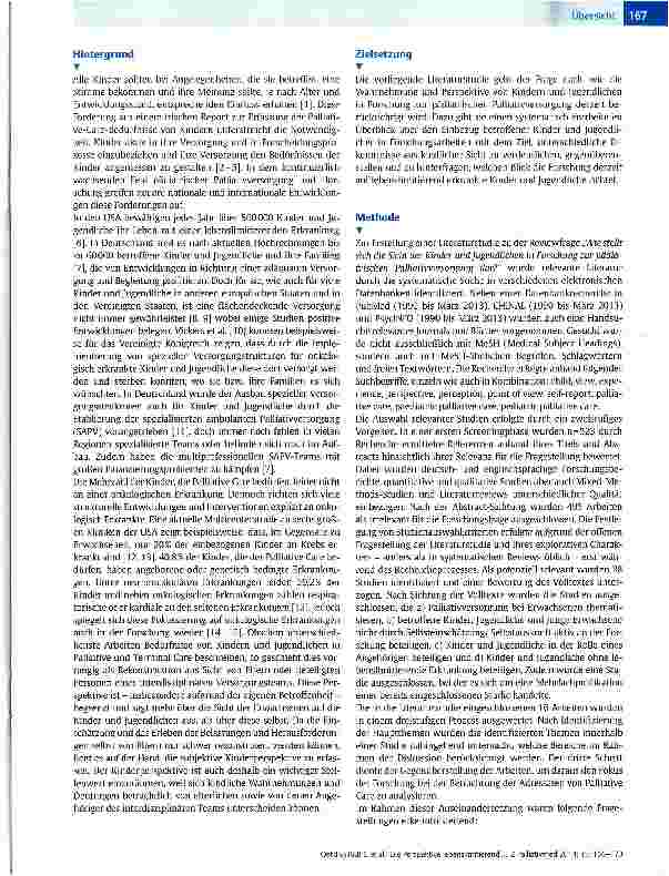 Vorschauseite 2: Die Perspektive lebenslimitierend erkrankter Kinder und Jugendlicher in der Forschung zur pädiatrischen Palliativversorgung - ein Literaturreview