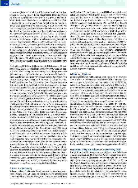 Vorschauseite 5: Die Perspektive lebenslimitierend erkrankter Kinder und Jugendlicher in der Forschung zur pädiatrischen Palliativversorgung - ein Literaturreview