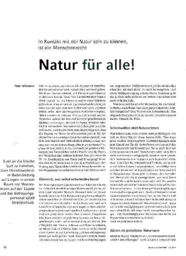 Vorschauseite 1: In Kontakt mit der Natur sein zu können, ist ein Menschenrecht Natur für alle