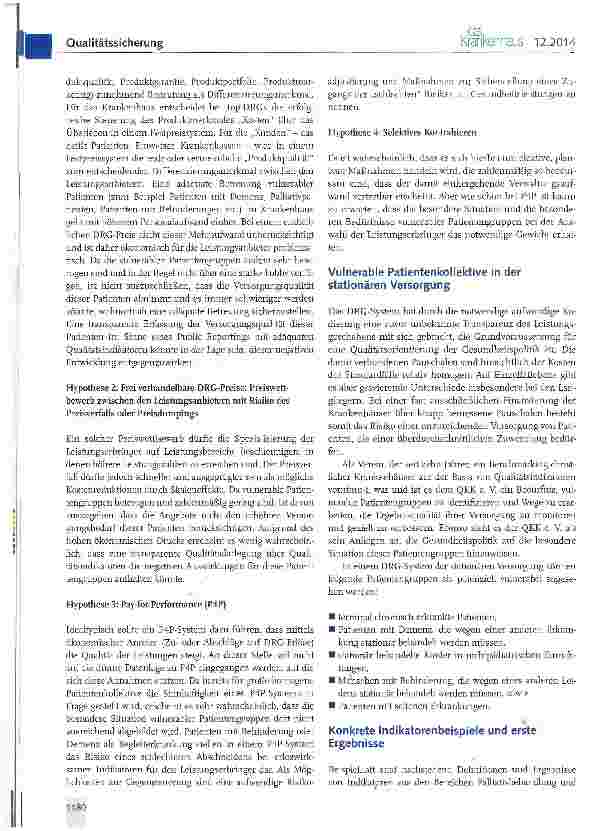Vorschauseite 2: Vulnerable Patienten und Qualitäts Steuerung im Gesundheitswesen