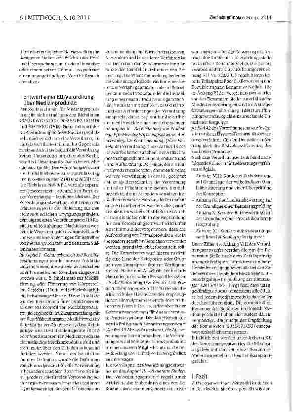 Vorschauseite 2: EU-Verordnung über Medizinprodukte-Relevante Änderungen aus Sicht der ZLG
