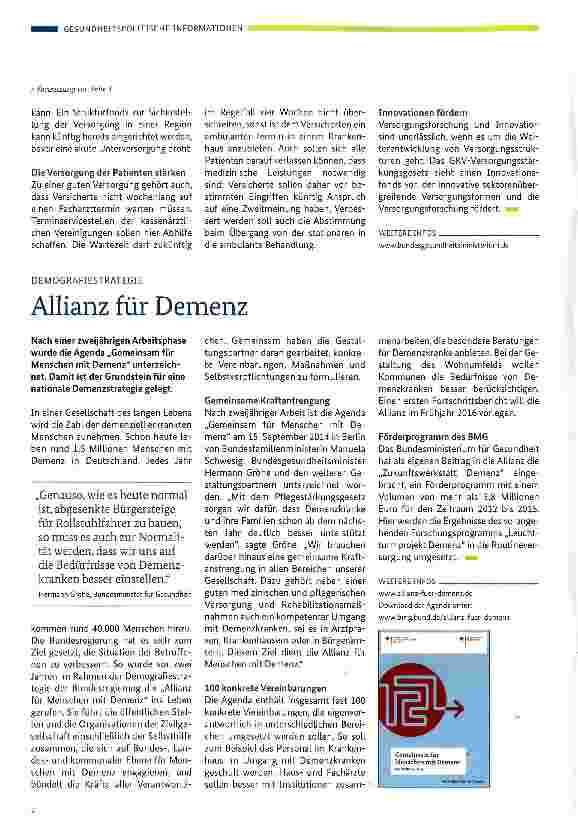 Vorschauseite 1: Allianz für Demenz