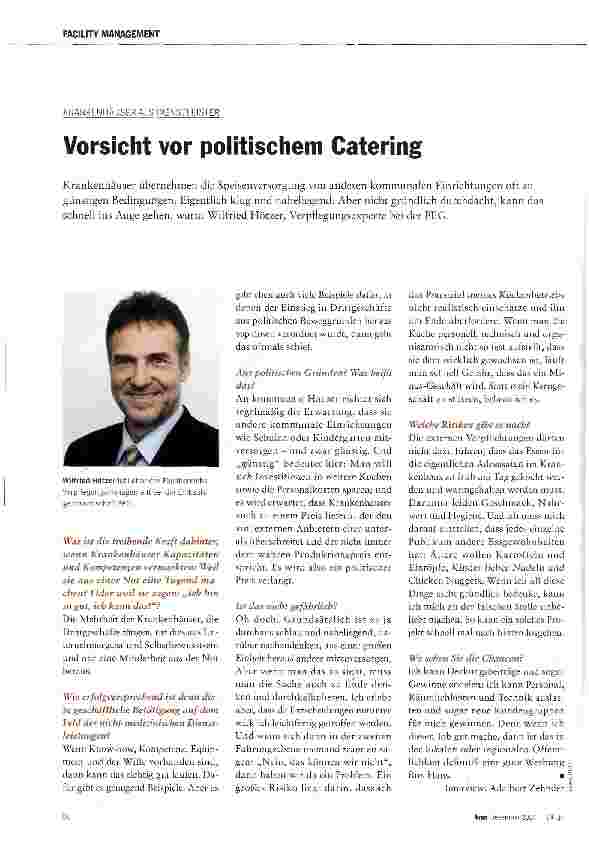 Vorschauseite 1: Vorsicht vor politischem Catering
