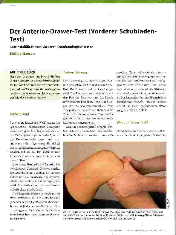 Vorschauseite 1: Der Anterior-Drawer-Test (Vorderer Schubladen-Test)