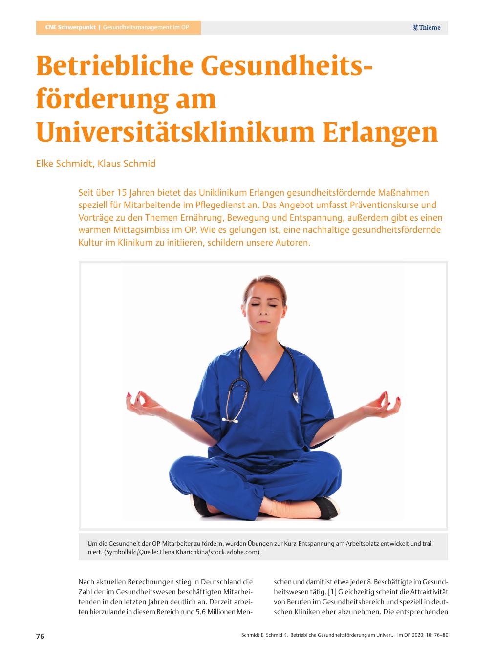 Vorschauseite 1: Betriebliche Gesundheitsförderung am Universitätsklinikum Erlangen
