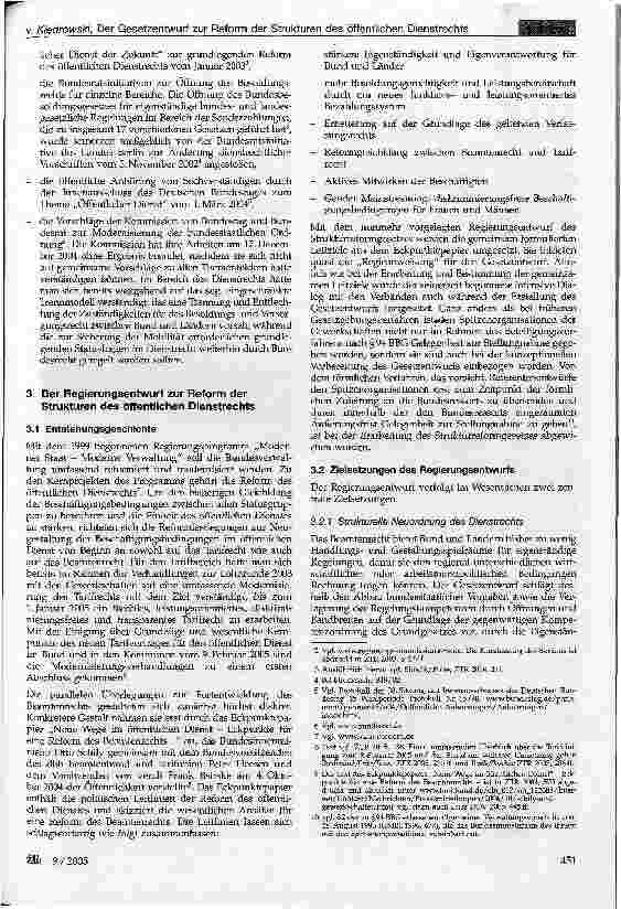 Vorschauseite 2: Der Gesetzentwurf zur Reform der Strukturen des öffentlichen Dienstrechts - ein Überblick mit besonderem Schwerpunkt auf den bezahlungsrechtlichen Regelungen