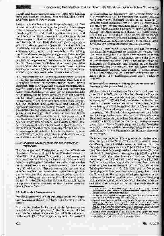Vorschauseite 3: Der Gesetzentwurf zur Reform der Strukturen des öffentlichen Dienstrechts - ein Überblick mit besonderem Schwerpunkt auf den bezahlungsrechtlichen Regelungen