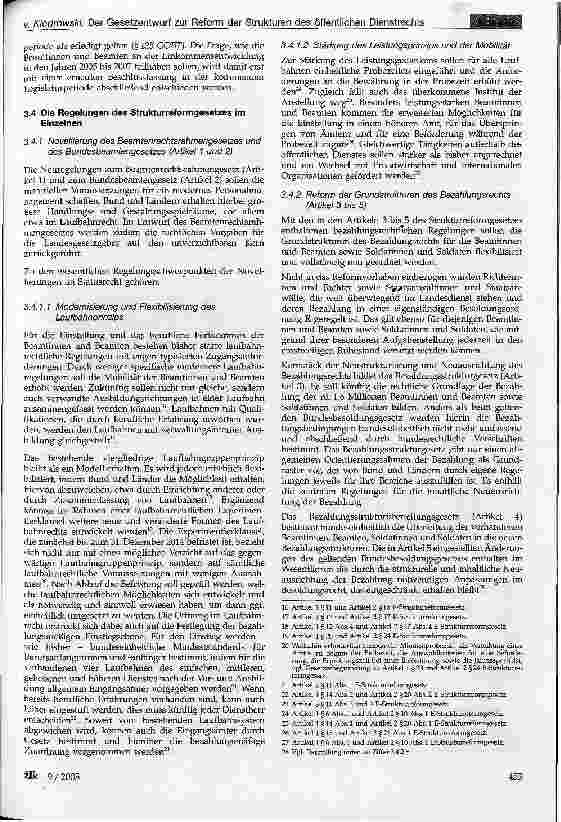 Vorschauseite 4: Der Gesetzentwurf zur Reform der Strukturen des öffentlichen Dienstrechts - ein Überblick mit besonderem Schwerpunkt auf den bezahlungsrechtlichen Regelungen