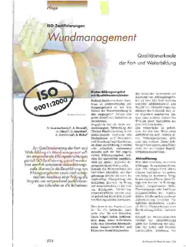 Vorschauseite 1: WundmanagementQualitätsmerkmale der Fortund Weiterbildung