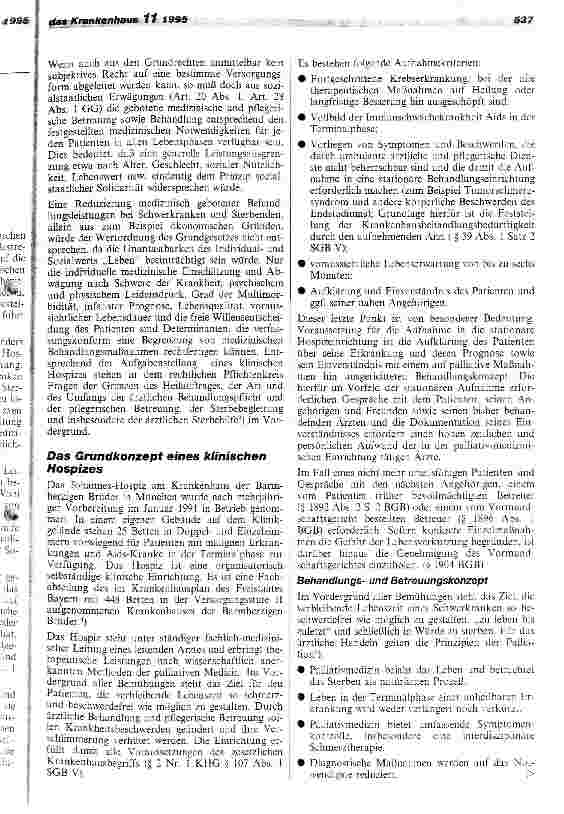 Vorschauseite 2: Die Behandlungs Schwerkranker und Sterbender in einer klinischen Hospizeinrichtung Medizinische, rechtliche und wirtschaftliche Aspekte