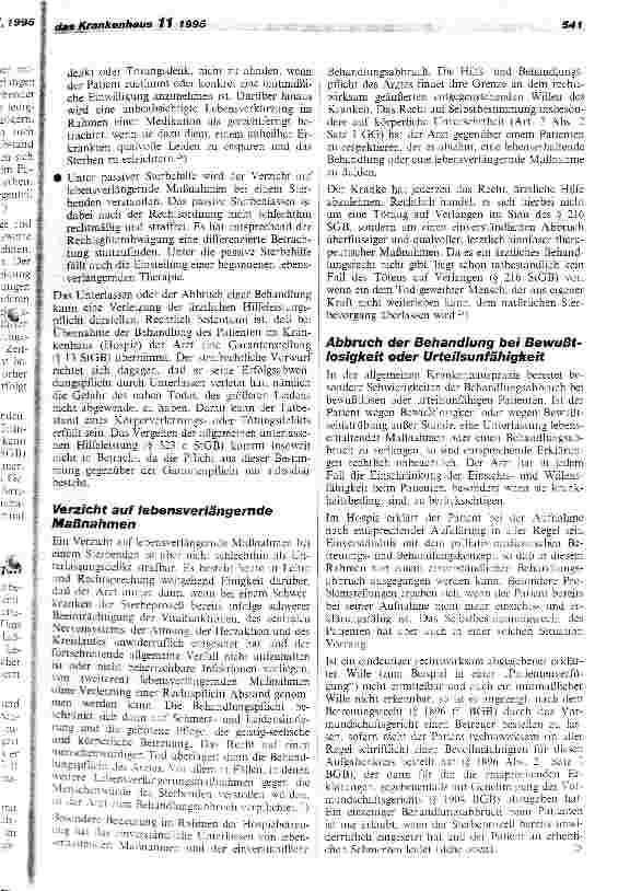 Vorschauseite 6: Die Behandlungs Schwerkranker und Sterbender in einer klinischen Hospizeinrichtung Medizinische, rechtliche und wirtschaftliche Aspekte