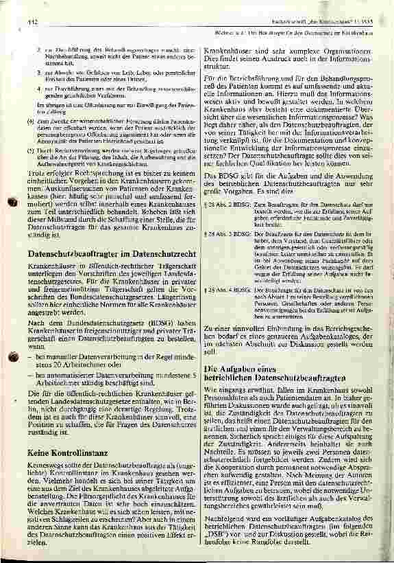 Vorschauseite 2: Der Beauftragte im Datenschutz im Krankenhaus